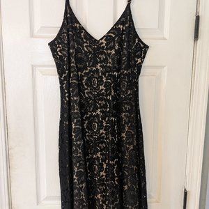 Large black lace Cocktail peek-a-boo sheath dress